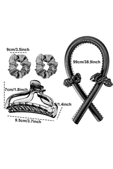 Saten Isısız Saç Şekillendirici Saç Dalga Sosisi Bigudisi Seti - 3