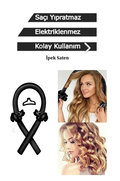 Saten Isısız Saç Şekillendirici Saç Dalga Sosisi Bigudisi Seti