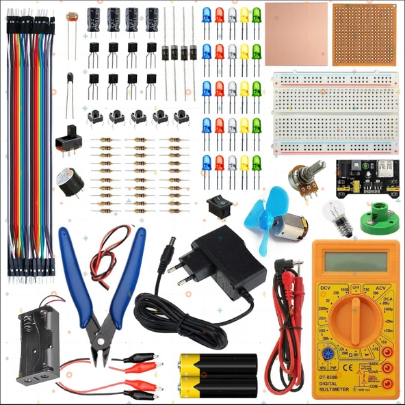 Breaboard Temel Elektrik Ve Elektronik Eğitim Full Set Dt830d Multimetre Yankeski ürün görseli