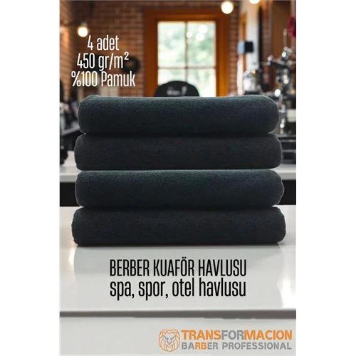 Zhltools Kuaför Berber Havlusu 4 ADET Pamuk Berber Havlusu 50x90 Siyah ürün görseli