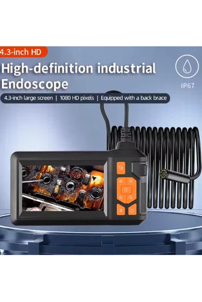 Vtn-008 Ekranlı Çift Kameralı 10 Mt Sert Kablo Yılan Endoskop Kamera 8 Mm 4.3 Inc - Resim 2