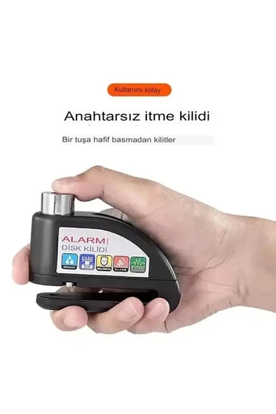 Alarmlı Disk Kilidi Motorsiklet Scooter Bisiklet Sesli Alarm 110 Desibel Yüksek Ses - 2