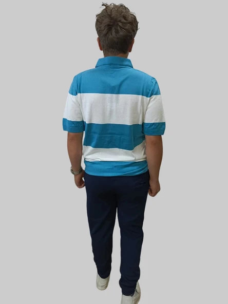 Erkek Beli Lastikli Bağcıklı Çakıl Taşlı  Patlı Lacivert Jogger Pantolon - 6