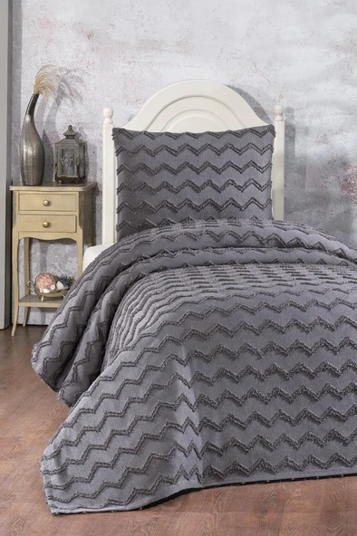 Çeyiz Diyarı Lumpa 2 Parça Tek Kişilik Pike Takımı Antrasit ürün görseli