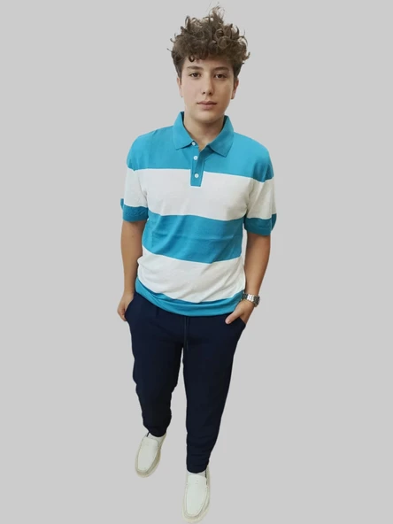 Erkek Beli Lastikli Bağcıklı Çakıl Taşlı  Patlı Lacivert Jogger Pantolon - 2
