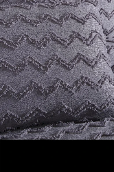 Çeyiz Diyarı Lumpa 2 Parça Tek Kişilik Pike Takımı Antrasit - Resim 5