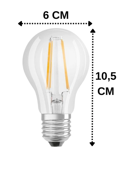 (1 Adet) Osram 6,5W (60W) 2700K (Sarı Işık) Dim Edilebilir E27 Duylu (Kalın Duy) Led Şeffaf Ampul - Resim 2