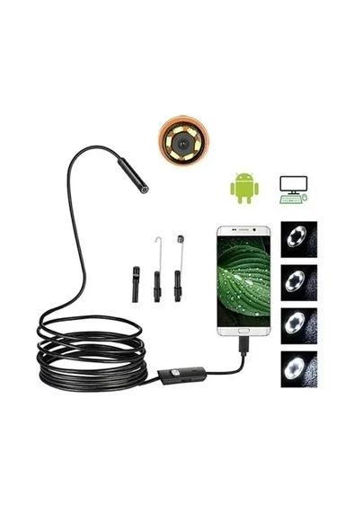 Vtn-02 Endoskop Yılan Video Kamera Led li 2 Metre 7 Mm Sert Kablo Su Geçirmez - 4