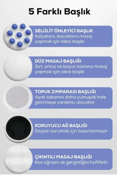 5 Başlıklı Çok Fonksiyonlu Titreşimli Selülit Cihazı Tüm Vücut Masaj Aleti - 3