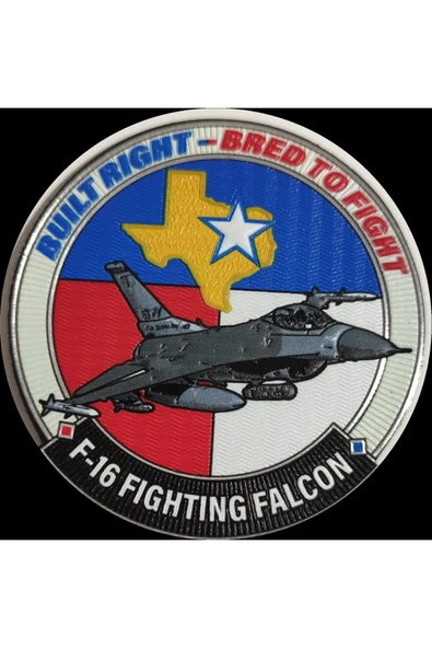 "F-16 Figting Falcon" patch Arma 9.5 cm 3d, 2025 Yeni Model Tip Cırtlı,