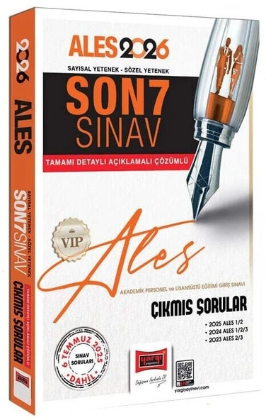 Yargı 2026 ALES VIP Çıkmış Sorular Son 7 Sınav Çözümlü Yargı Yayınları ürün görseli