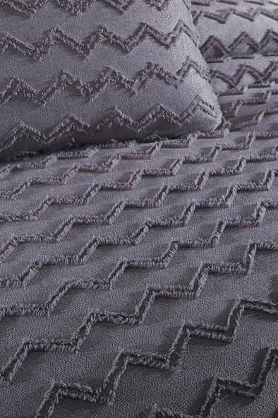 Çeyiz Diyarı Lumpa 2 Parça Tek Kişilik Pike Takımı Antrasit - Resim 4