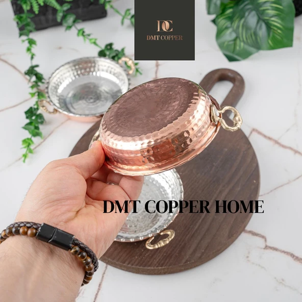 Bakır Kahvaltılık Tabak Tava Model Mini 3'lü Set Kırmızı - 4