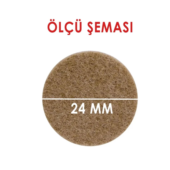 Yapışkanlı Yuvarlak Keçe Masa Sandalye Parke Zemin Ayak Koruyucu Kaydırmaz Keçesi 24 mm (33'LÜ PAKET) - Resim 2