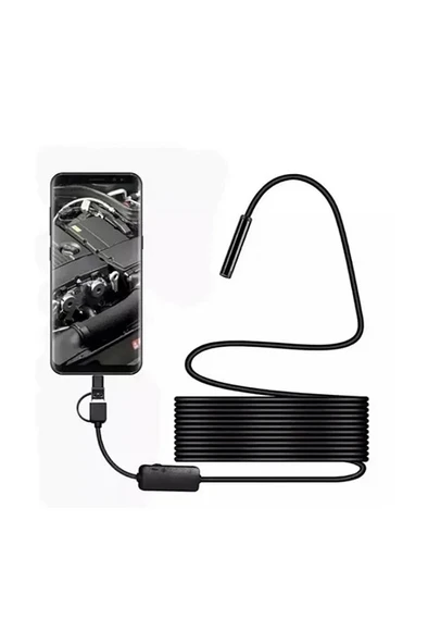Vtn-02 Endoskop Yılan Video Kamera Led li 2 Metre 7 Mm Sert Kablo Su Geçirmez - 1