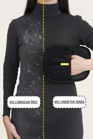 Evcil Hayvan Tüy Toplama Eldiveni & Kedi Köpek Silikon Masaj Tarağı 2'li Set - 4