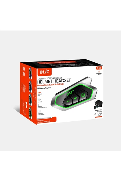 D60 Motor Kask Kulaklık Rgb Modlu Motosiklet Kulaklık Su Geçirmez 5.3 Bluetooth Intercom - Resim 2