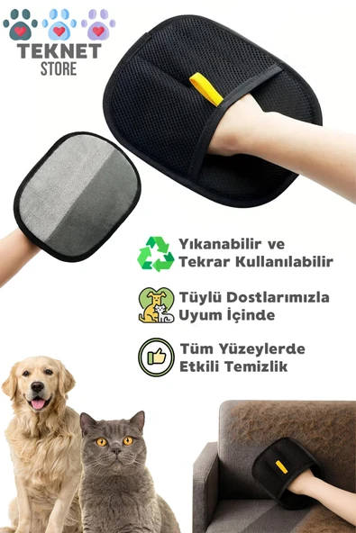 Evcil Hayvan Tüy Toplama Eldiveni & Kedi Köpek Silikon Masaj Tarağı 2'li Set - 2