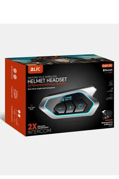 D60 2x Motosiklet Kask Kulaklığı Bluetooth Intercom Rgb Işıklı 2 Intercom Bağlantılı - Resim 4