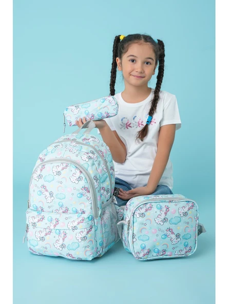 Cambridge Polo Club Üçlü Okul Çanta Seti Unicorn Mavi