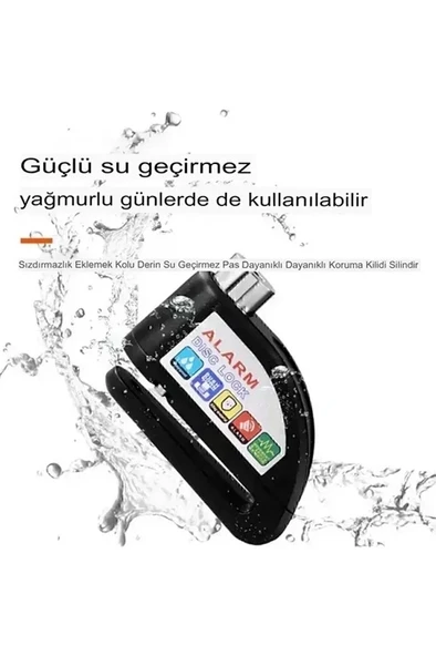 Alarmlı Disk Kilidi Motorsiklet Scooter Bisiklet Sesli Alarm 110 Desibel Yüksek Ses - Resim 3