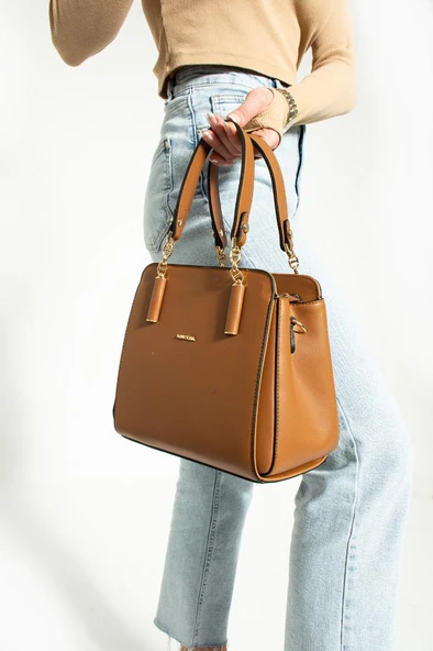 Kadın Kol Çantası Çapraz Askılı Omuz Çantası 24*20 Cm Suni Deri Mega Bag El Çantası Business - Resim 9