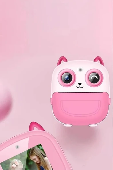 Dijital Video Fotoğraf App Destekli Çocuk Kamerası Termal Resim Kağıt Baskılı Yazıcı Pembe - Resim 3