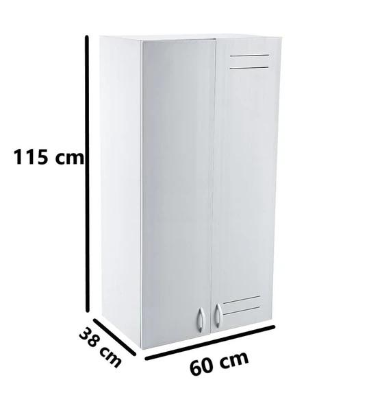 Omnipazar CLK-629 Plastik Kombi Kabini Dolabı 2 Kapaklı Beyaz - 2