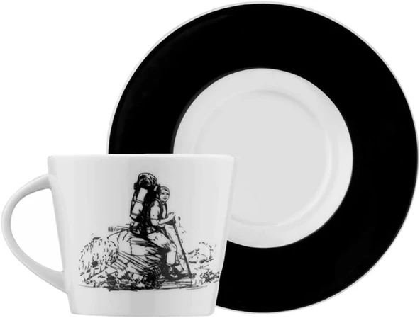 Kütahya Porselen Centilmen Serisi 6 Kişilik 12 Parça Kahve Fincan Takımı Dağcı, 100 ml