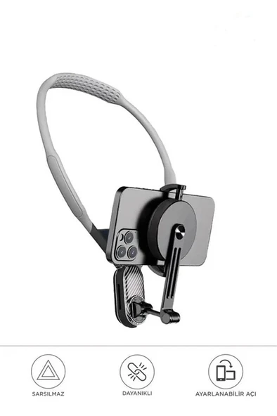360 Derece Ayarlanabilir Boyun Askılı Manyetik Telefon Tutucu - Resim 2