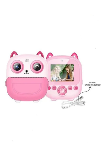 Dijital Video Fotoğraf App Destekli Çocuk Kamerası Termal Resim Kağıt Baskılı Yazıcı Pembe ürün görseli 1