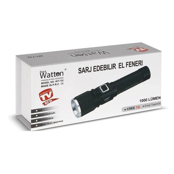 Cree Tg Led 1000 Lümen Göstergeli Fonksiyonel El Feneri  Wt-732 - Resim 3