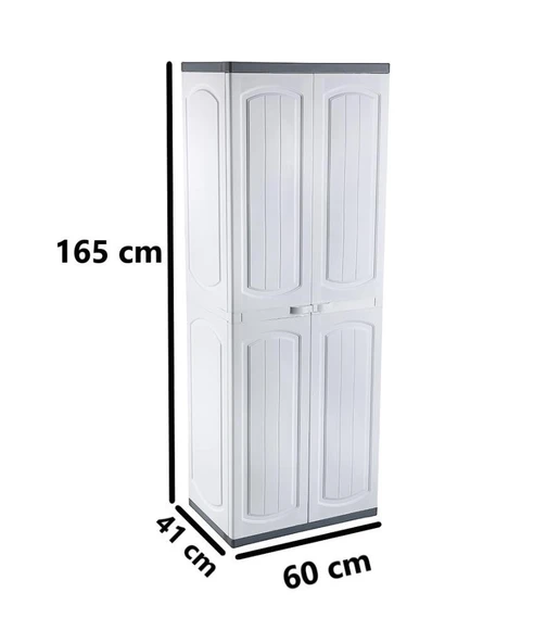 Omnipazar CLK-804 Plastik 4 Kapaklı Çok Amaçlı Banyo Dolabı Demonte Beyaz - 2