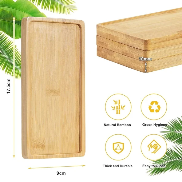 Mucit Home Bambu Dikdörtgen Sunum Ve Servis Tepsisi - Ahşap Tepsi - Yağdanlık Altlığı 1 Adet - Resim 2