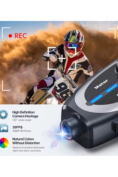 Q29 Motosiklet Kask Bluetooth Kulaklık Eşleşmeli 1080p Kamera Geniş Açı Su Geçirmez Intercom - 4