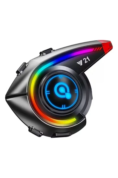 Y21 Rgb Işık Efektli Intercom Bluetooth Motosiklet Kask Kulaklığı Intercom Kulaklık - Resim 7
