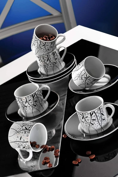 Kütahya Porselen Rüya 7041 Desenli 12 Parça 6 Kişilik Kahve Fincan Takımı, 90 ml ürün görseli 1