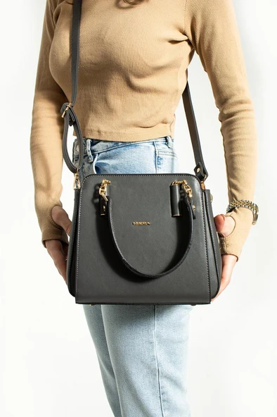 Kadın Kol Çantası Çapraz Askılı Omuz Çantası 24*20 Cm Suni Deri Mega Bag El Çantası Business - Resim 8