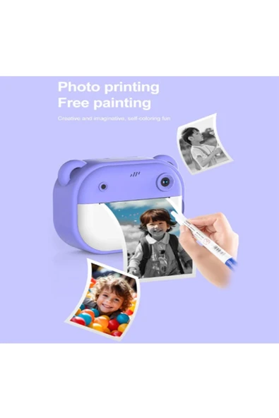 Dijital Video Kayıt Fotoğraf Çocuk Kamerası Anlık Termal Resim Kağıt Baskılı - Resim 2