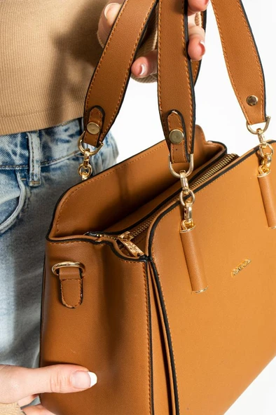 Kadın Kol Çantası Çapraz Askılı Omuz Çantası 24*20 Cm Suni Deri Mega Bag El Çantası Business - Resim 11