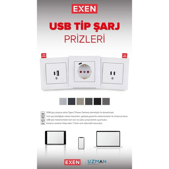 Exen Uzmlight Exen Karell Füme Topraklı Priz - Resim 4