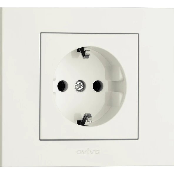 Ovivo Grano Topraklı Priz - Çerçeveli, Sıva Altı Montaj, Beyaz Plastik, Modern Tasarım, Yüksek Dayanıklılık ürün görseli 1