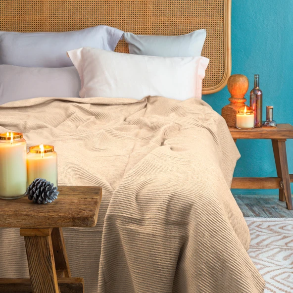 Pamuk Battaniye Tek Kişilik Tv Battaniyesi 150x200cm Bej ürün görseli