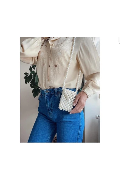 El Örmesi - İnci Zarafetinde Askılı Mini Çapraz Çanta- Günlük ,Özel Gün (Nikah,Düğün) ürün görseli