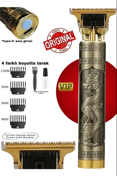Dragon Çelik Kasa Profesyonel Saç Sakal Ense Çizim Tüm Vücut Tüyü Lazer Öncesi Tıraş Makinesi - 2