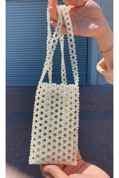 El Örmesi - İnci Mini Çapraz Askılı Çanta- Günlük ,Özel Gün (Nikah,Düğün) - Resim 2