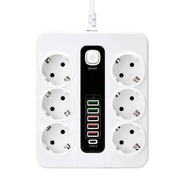 Hp-h04 3000w 10amper 6’lı 2metre Uzatma Kablolu Çoklu Termal Akım Priz - Resim 3