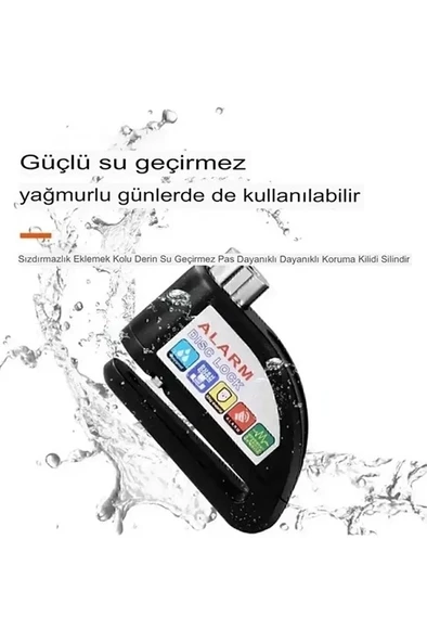 Alarmlı Disk Kilidi Motorsiklet Scooter Bisiklet Sesli Alarm 110 Desibel Yüksek Ses - 3