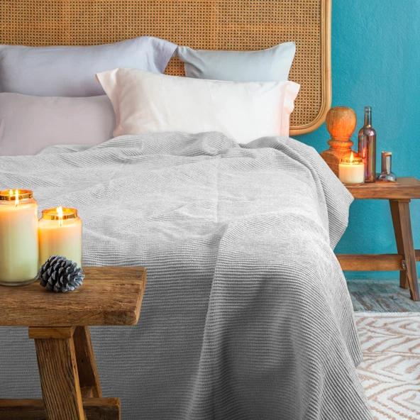 Pamuk Battaniye Tek Kişilik Tv Battaniyesi 150x200cm Gri