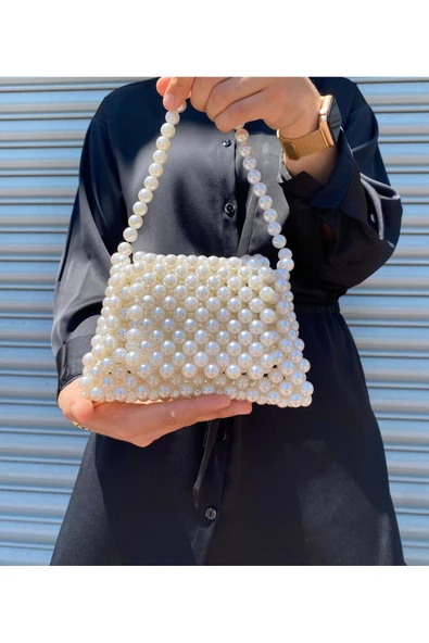 El Örmesi - İnci Zarafetiyle Mini El Çantası - Günlük ,Özel Gün (Nikah,Düğün) ürün görseli